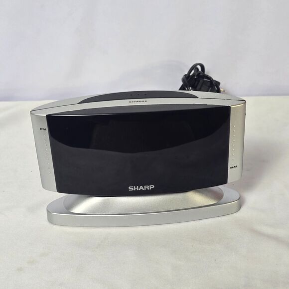 Sharp LED Digital Alarm Clock,‎ Swivel Base, SilverCase, Red Display, SPC033 - Picture 1 of 7